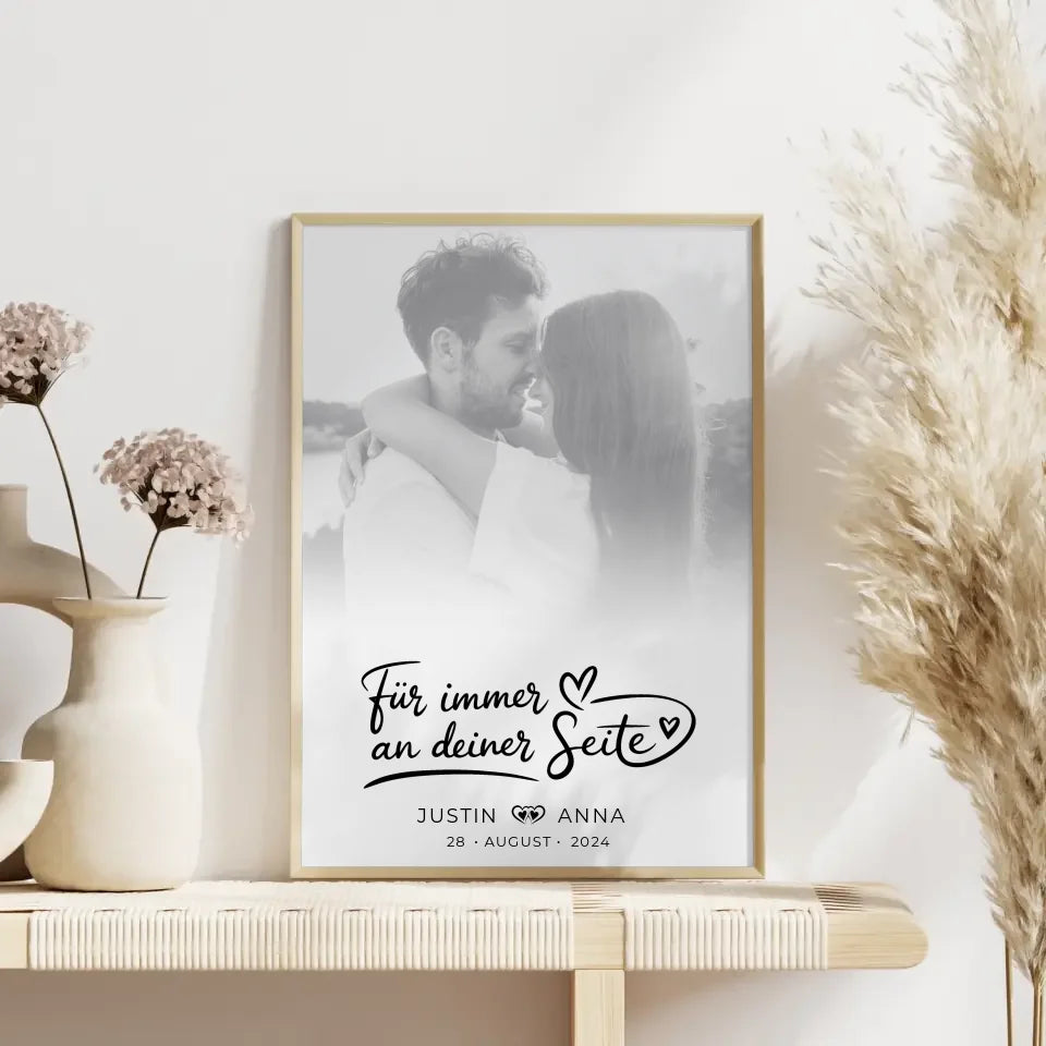 Personalisiertes Poster Paare Foto Black & White Für Immer mit Namen