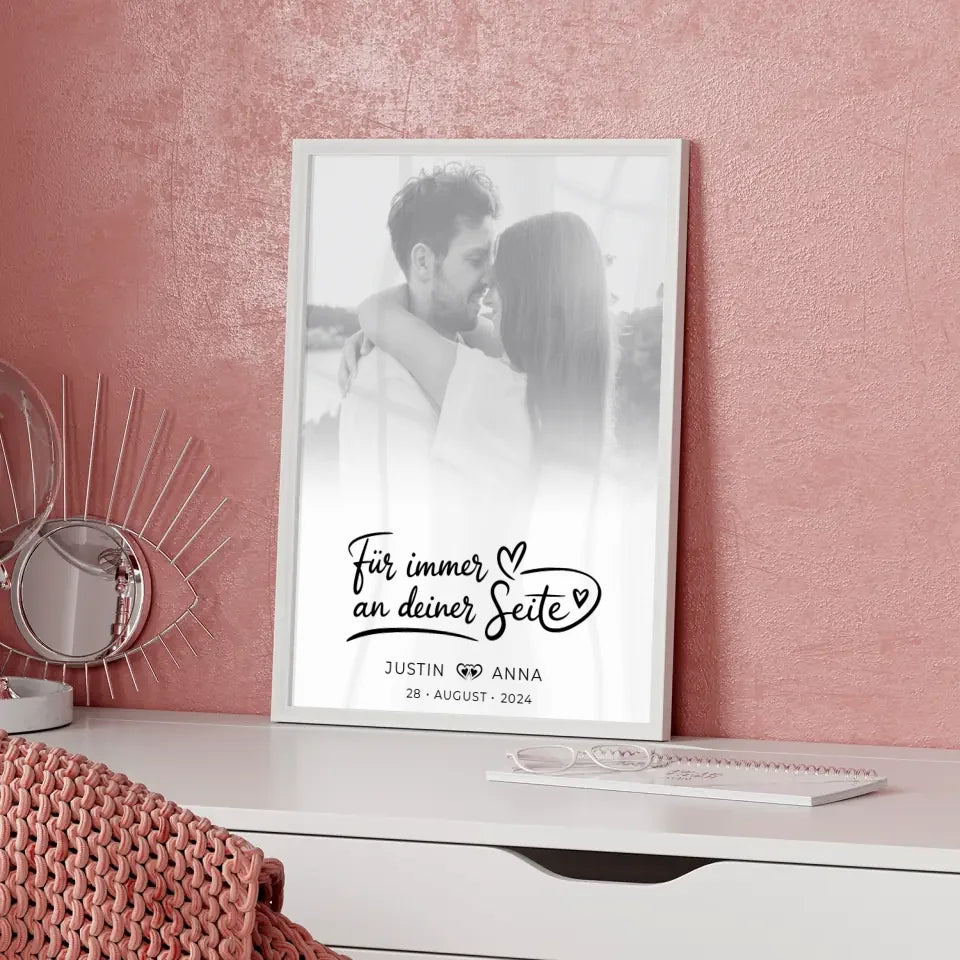 Personalisiertes Poster Paare Foto Black & White Für Immer mit Namen