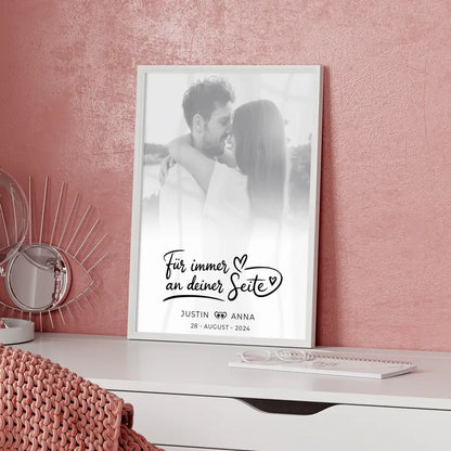 Personalisiertes Poster Paare Foto Black & White Für Immer mit Namen