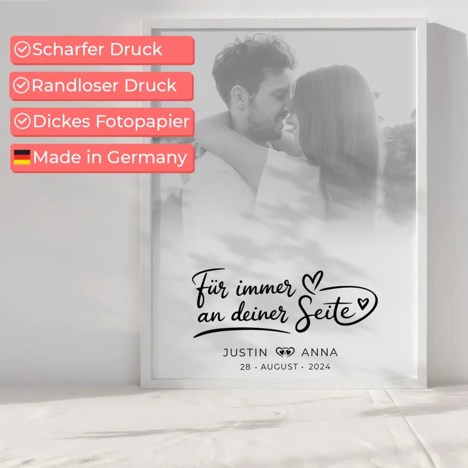 Personalisiertes Poster Paare Foto Black & White Für Immer mit Namen