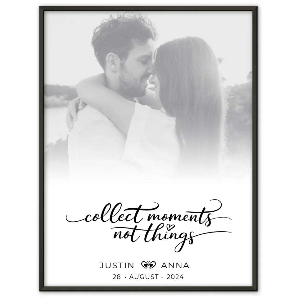 Personalisiertes Poster Paare Foto Schwarz Weiß Collect Moments mit Namen