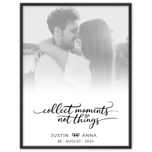Personalisiertes Poster Paare Foto Schwarz Weiß Collect Moments mit Namen
