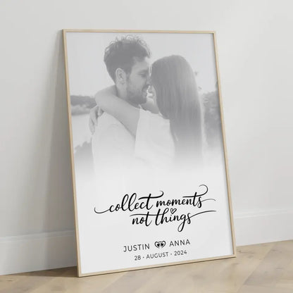Personalisiertes Poster Paare Foto Schwarz Weiß Collect Moments mit Namen