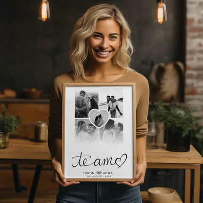 Poster für Paare Fotocollage 5 Fotos Te Amo mit Namen