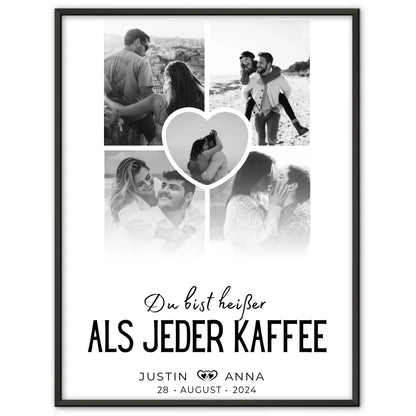 Personalisiertes Poster Paare Fotocollage 5 Fotos Du Bist Heißer Als Jeder Kaffee mit Namen