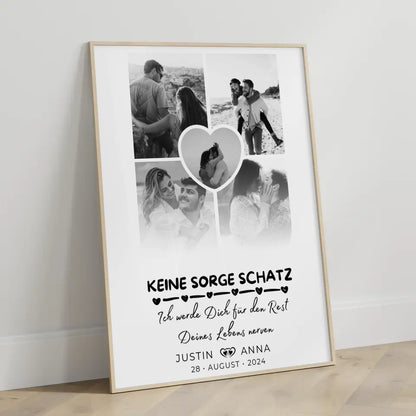 Personalisiertes Poster Paare Fotocollage 5 Fotos mit Namen Datum Keine Sorge Schatz Ich Werde Dich Ewig Nerven