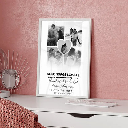 Personalisiertes Poster Paare Fotocollage 5 Fotos mit Namen Datum Keine Sorge Schatz Ich Werde Dich Ewig Nerven