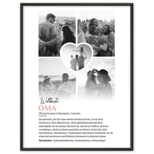 personalisiertes poster definition oma 5 fotos schwarz weiss mit name Definitions Designs 1