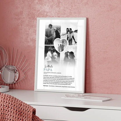 Personalisiertes Poster Definition Papa 5 Fotos Black & White mit Name