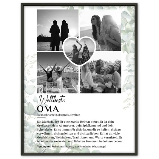 personalisiertes poster definition oma 5 fotos schwarz weiss eukalyptus Definitions Designs 1