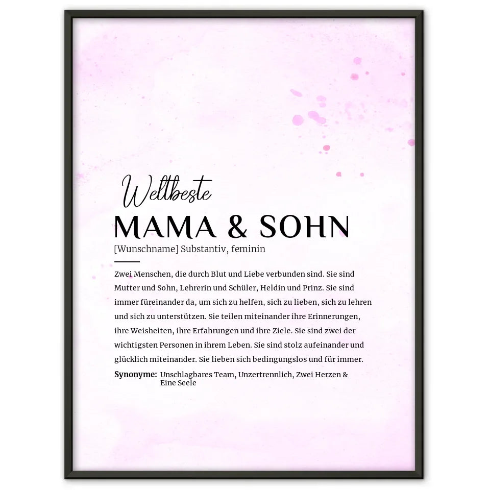 Personalisiertes Poster Definition Mama Sohn Lila mit Name Geschenkidee