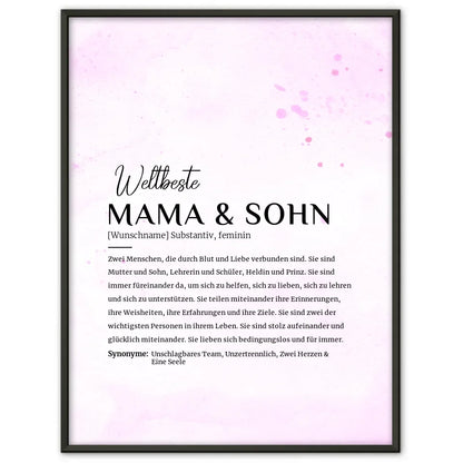 Personalisiertes Poster Definition Mama Sohn Lila mit Name Geschenkidee