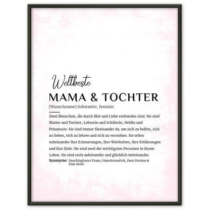 Personalisiertes Poster Definition Mama & Tochter Rose Vintage mit Name