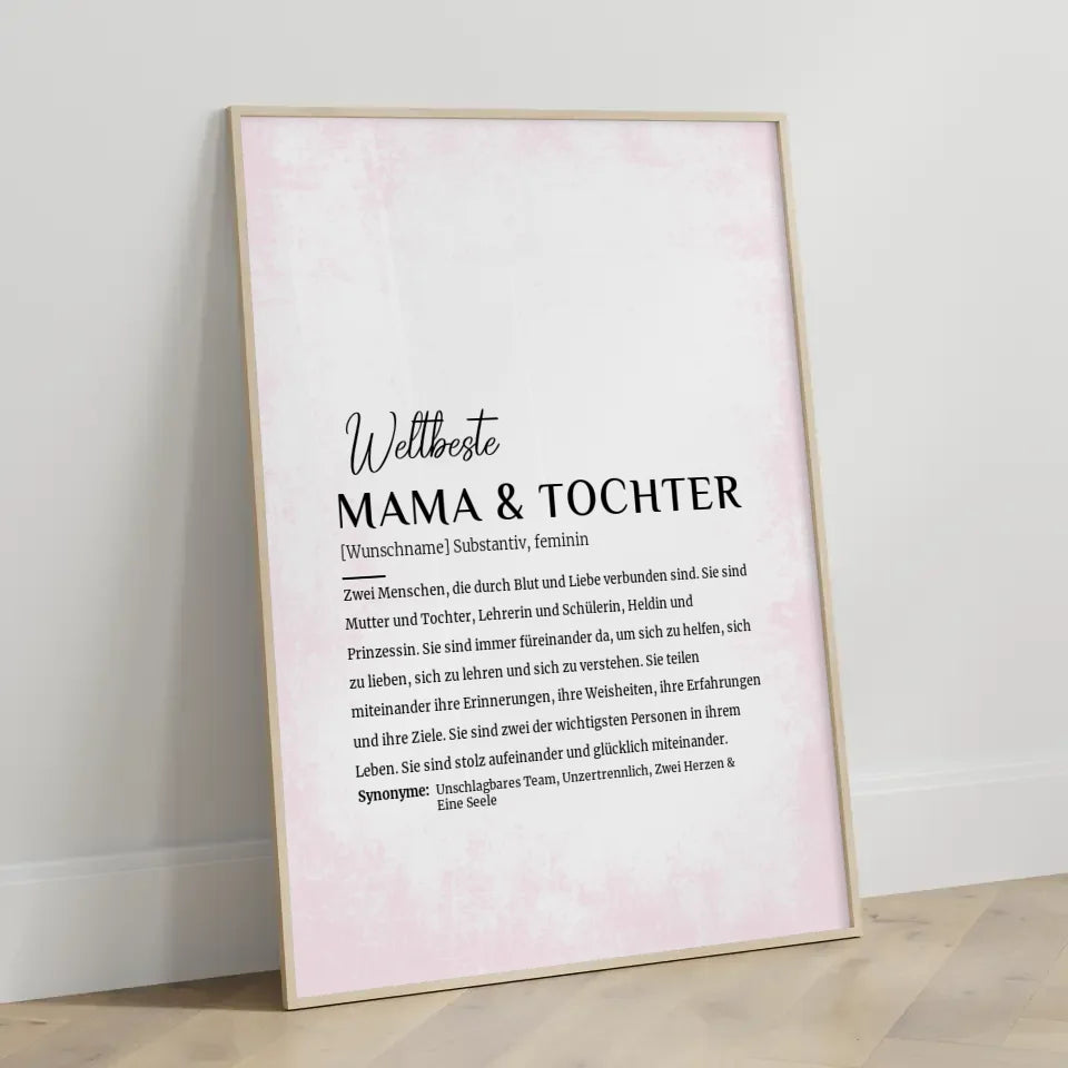 Personalisiertes Poster Definition Mama & Tochter Rose Vintage mit Name