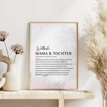 Personalisiertes Poster Definition Mama & Tochter Rose Vintage mit Name