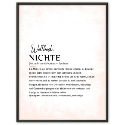 Personalisiertes Poster Definition Nichte in Bronze mit Name gestalten