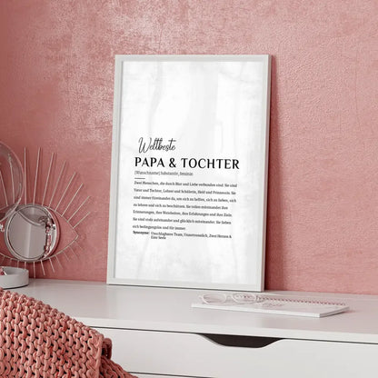 Personalisiertes Poster Definition Papa & Tochter Grau Vintage mit Name