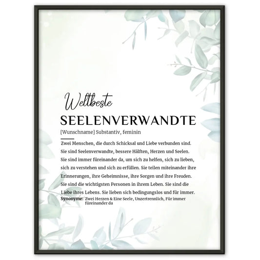 Personalisiertes Poster Definition Seelenverwandte im Eukalyptus Stil