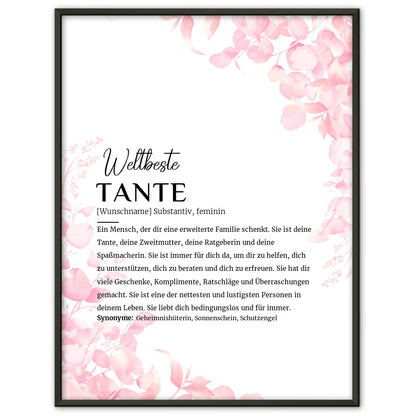 Personalisiertes Poster Definition Tante Rosa Floral mit Name gestalten