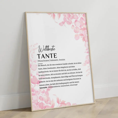 Personalisiertes Poster Definition Tante Rosa Floral mit Name gestalten