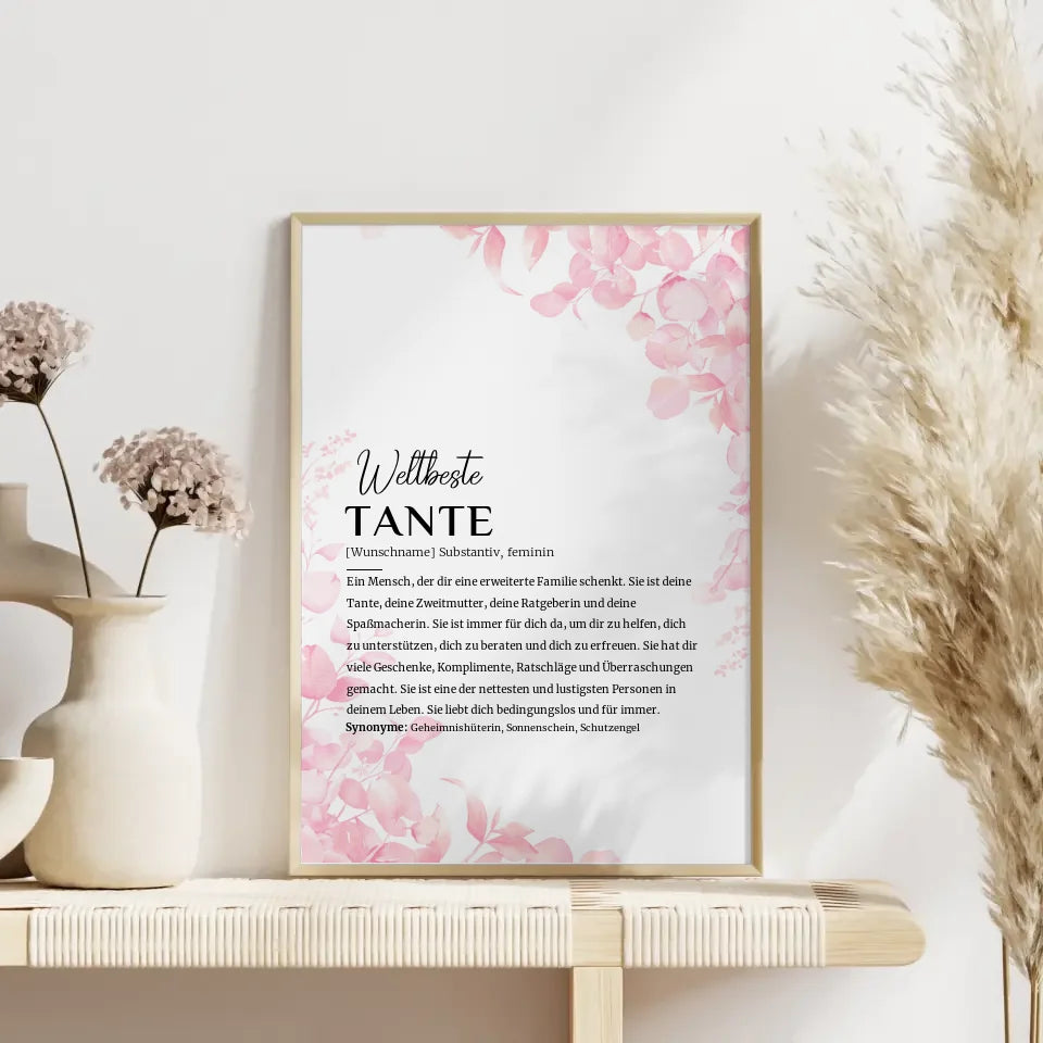 Personalisiertes Poster Definition Tante Rosa Floral mit Name gestalten