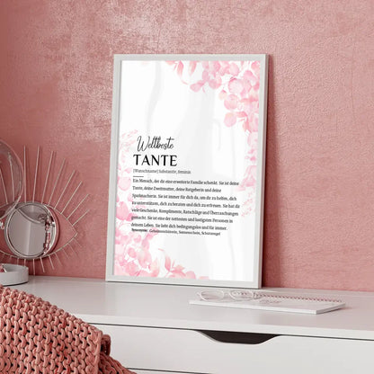 Personalisiertes Poster Definition Tante Rosa Floral mit Name gestalten