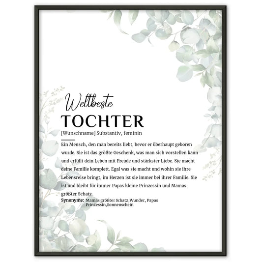 Personalisiertes Poster Definition Tochter mit Eukalyptus und Name