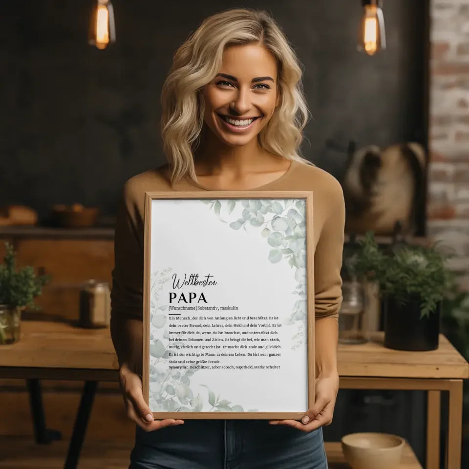 Personalisiertes Poster Definition Papa Eukalyptus mit Name Geschenkidee