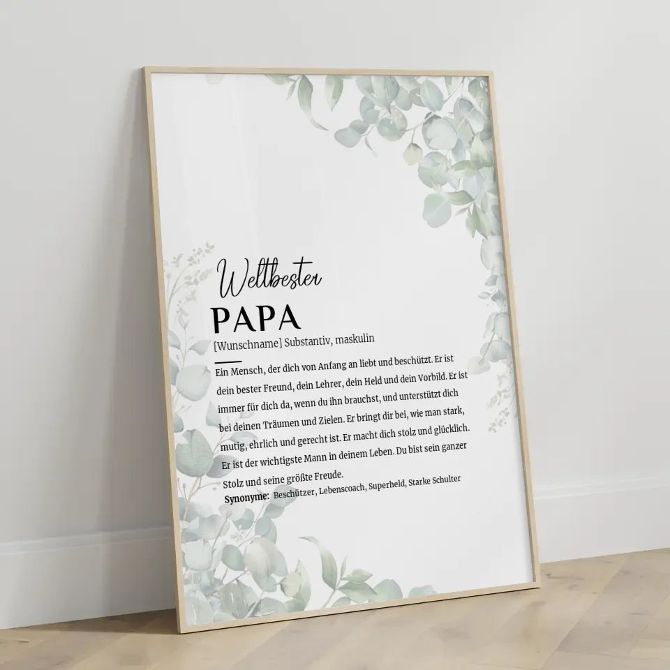 Personalisiertes Poster Definition Papa Eukalyptus mit Name Geschenkidee