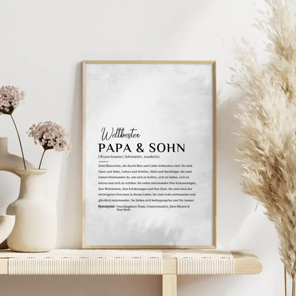 Personalisiertes Poster Definition Papa & Sohn Grau Vintage mit Name