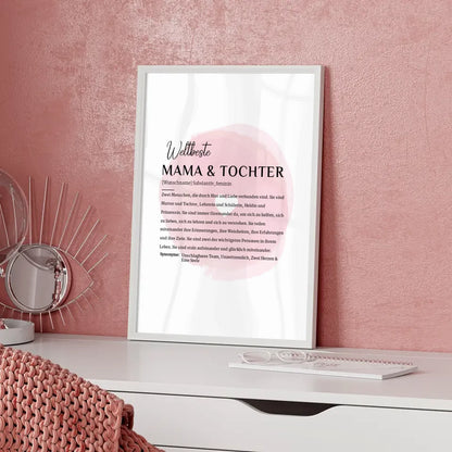 Personalisiertes Poster Definition Mama Tochter mit Name und Herzkreis