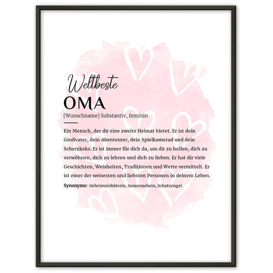 personalisiertes poster definition oma mit name herzchen rosa geschenkidee Definitions Designs 1