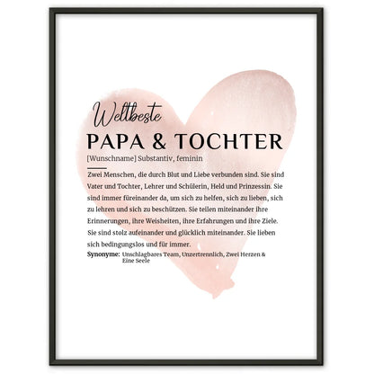 Personalisiertes Poster Definition Papa Tochter mit Name Rose Herz