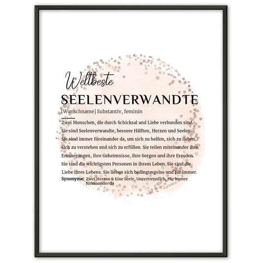 Personalisiertes Poster Definition Seelenverwandte mit Name Farbkreis Rose