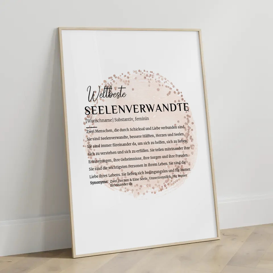 Personalisiertes Poster Definition Seelenverwandte mit Name Farbkreis Rose