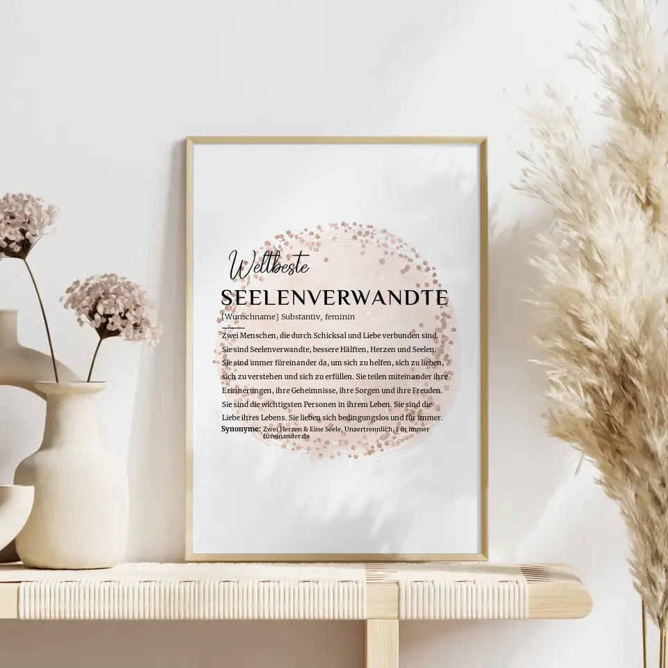 Personalisiertes Poster Definition Seelenverwandte mit Name Farbkreis Rose