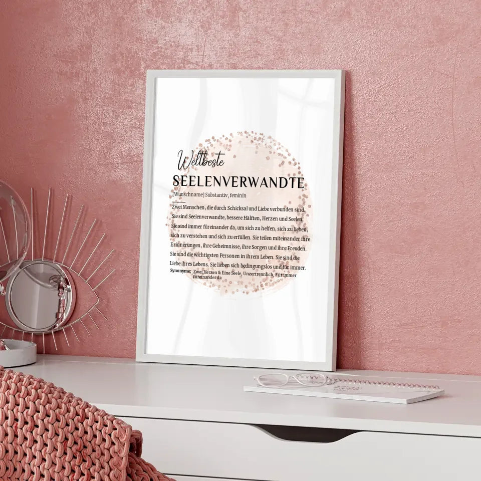 Personalisiertes Poster Definition Seelenverwandte mit Name Farbkreis Rose