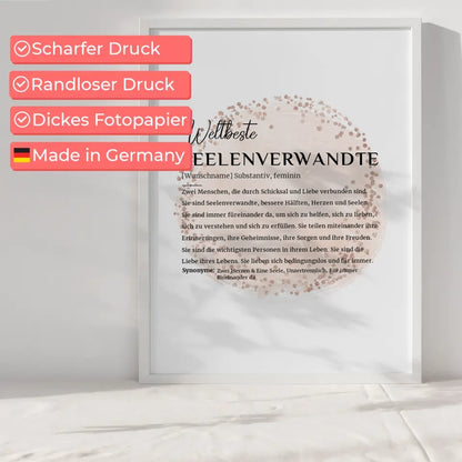 Personalisiertes Poster Definition Seelenverwandte mit Name Farbkreis Rose