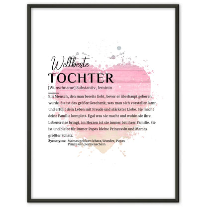 Personalisiertes Poster Definition Tochter mit Name Watercolor Herz