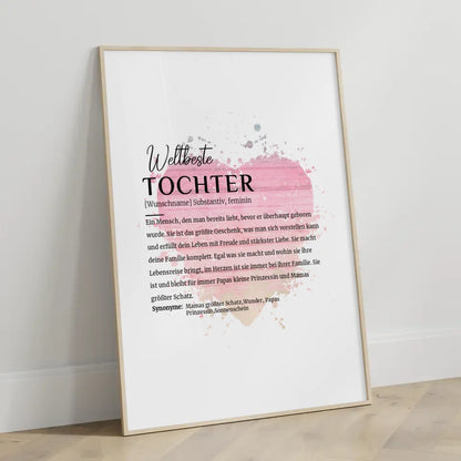 Personalisiertes Poster Definition Tochter mit Name Watercolor Herz