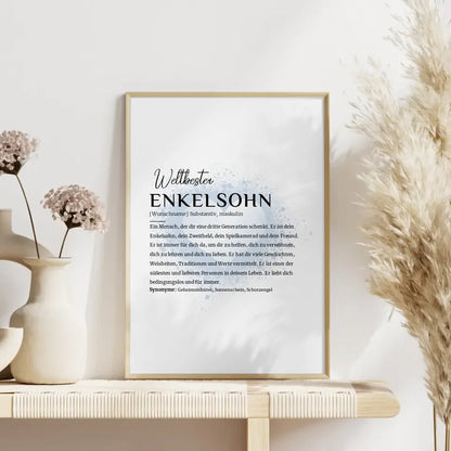 Personalisiertes Poster Definition Enkelsohn mit Name Pinsel Herz