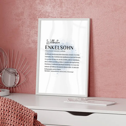 Personalisiertes Poster Definition Enkelsohn mit Name Pinsel Herz