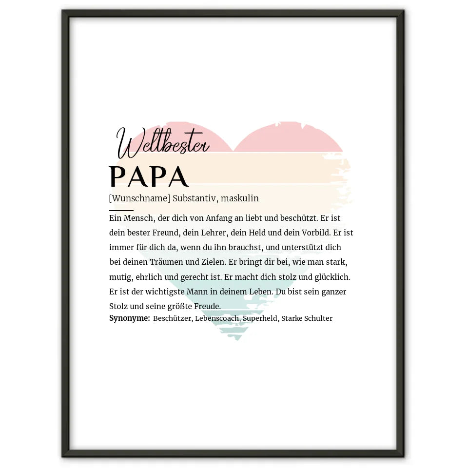 Personalisiertes Poster Definition Papa Vintage Herz mit Name Geschenkidee
