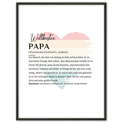 Personalisiertes Poster Definition Papa Vintage Herz mit Name Geschenkidee