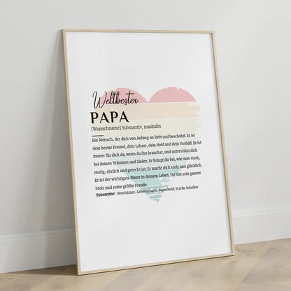 Personalisiertes Poster Definition Papa Vintage Herz mit Name Geschenkidee