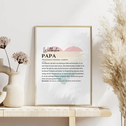 Personalisiertes Poster Definition Papa Vintage Herz mit Name Geschenkidee