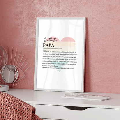 Personalisiertes Poster Definition Papa Vintage Herz mit Name Geschenkidee