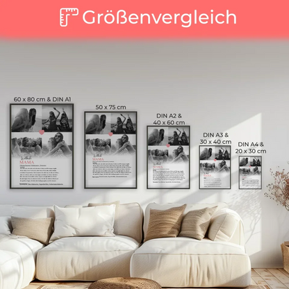 Personalisiertes Poster Definition Mama mit 4 Fotos und Name