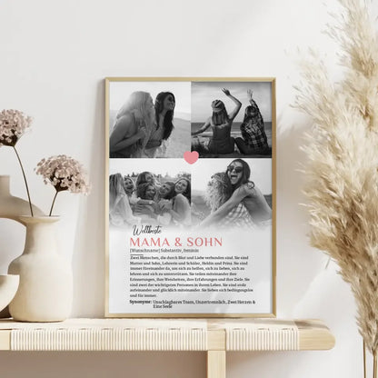 Personalisiertes Poster Definition Mama & Sohn 4 Fotos mit Name