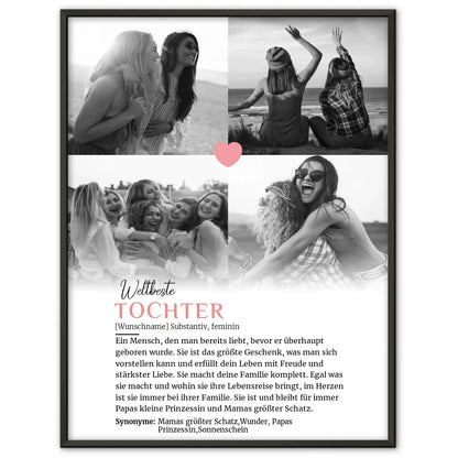 Personalisiert Poster Definition Tochter 4 Fotos mit Name gestalten